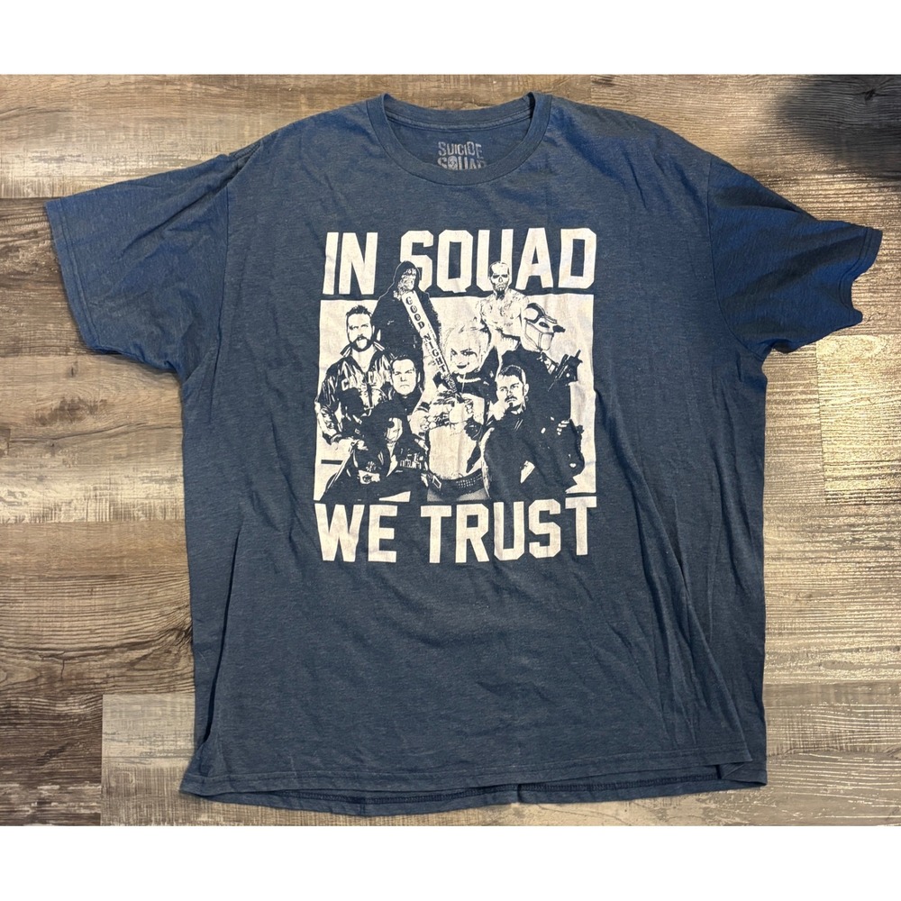 Suicide Squad In Squad We Trust Graphic T-Shirt Mens 2XL Blue DC Comics Tee